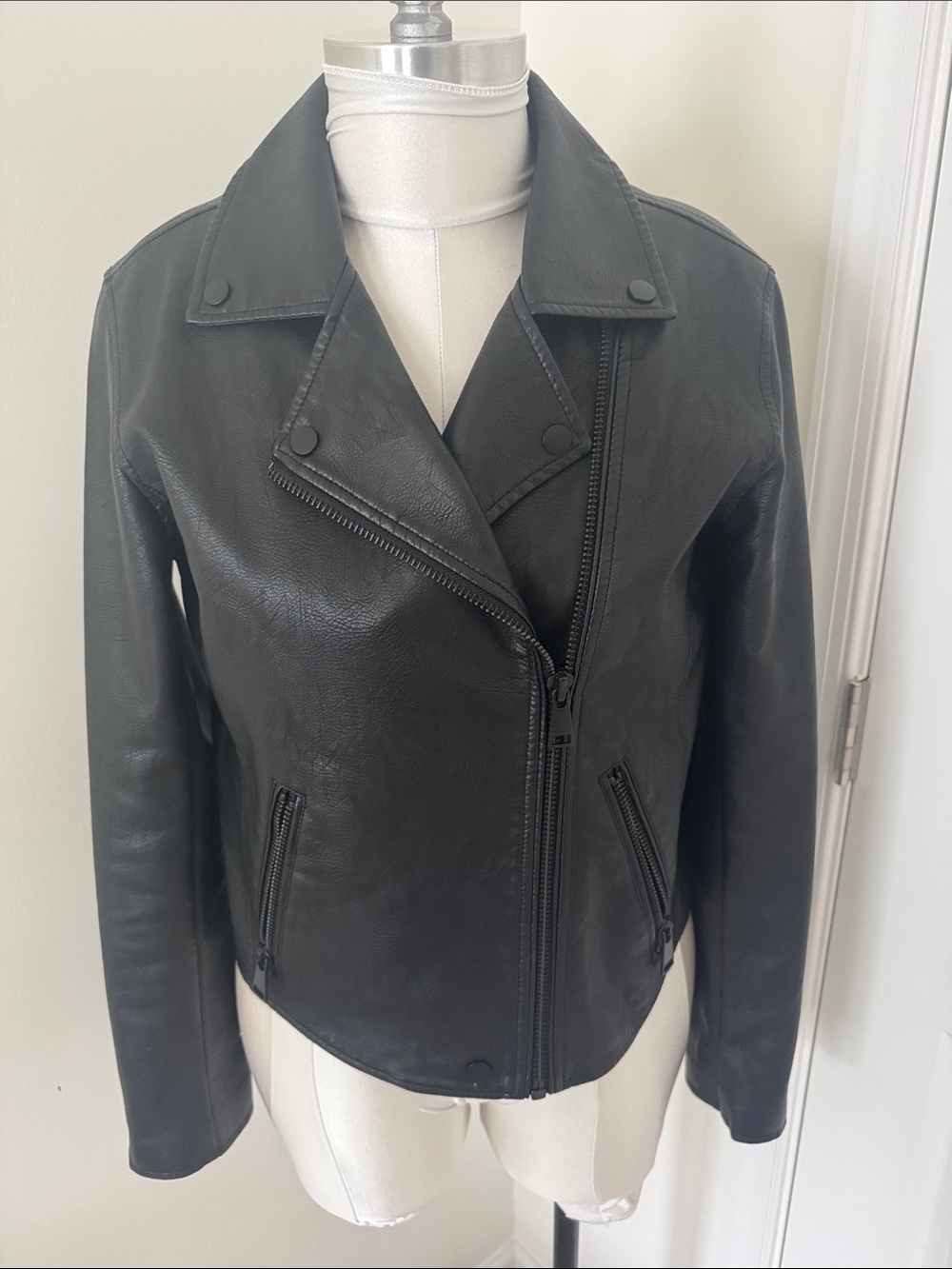 Anthropologie Black Faux Leather Moto Jacket